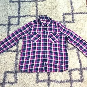 Purple/Navy/Green Plaid Flannel Size Large